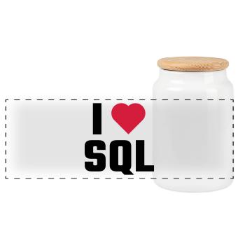 I Love SQL - Panoramic Cookie Jar with Wooden Lid - white - Front
