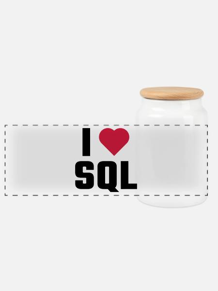 Ich liebe SQL - Panorama Keksdose mit Holzdeckel - Weiß