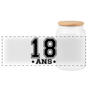 18 ANS,âge,numéro - Boîte à biscuits avec couvercle en bois - blanc - Devant