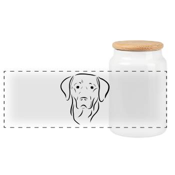Labrador chien tête dessin chien chien amour art - Boîte à biscuits avec couvercle en bois - blanc - Devant