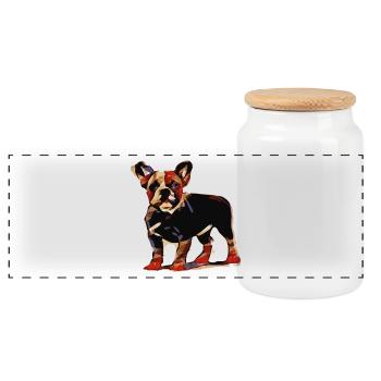 bouledogue - Boîte à biscuits avec couvercle en bois - blanc - Devant