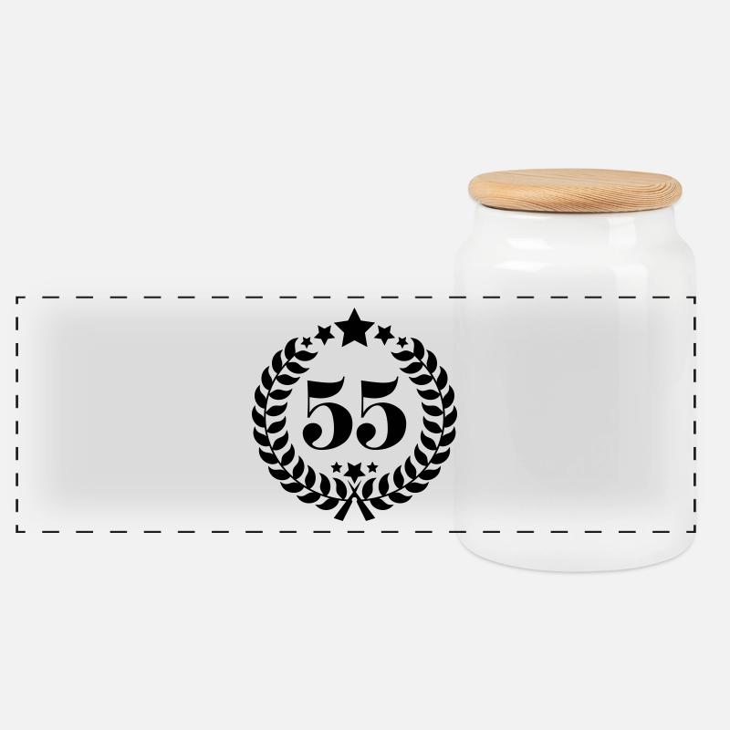 55th birthday wreath number 55 vintage age - Panoramic Cookie Jar with Wooden Lid - white
