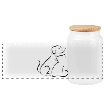 Dog cat friends animals dear gift - Panoramic Cookie Jar with Wooden Lid - white - Front