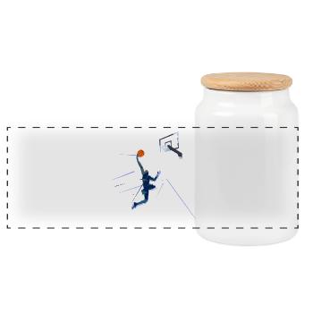 Basketball - Panorama Keksdose mit Holzdeckel - Weiß - Vorne