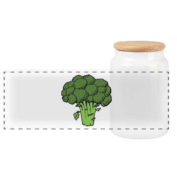 Broccoli Brokkoli Brokoli Gemüse Geschenk Idee - Panorama Keksdose mit Holzdeckel - Weiß - Vorne