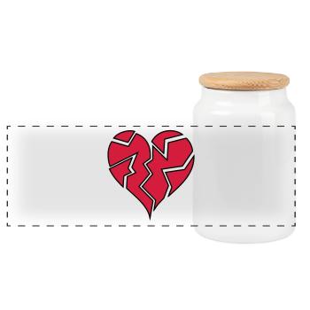 HEARTBROKEN <3 - Panorama Keksdose mit Holzdeckel - Weiß - Vorne