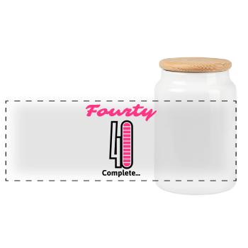 Fourty Complete ... - Panoramic Cookie Jar with Wooden Lid - white - Front