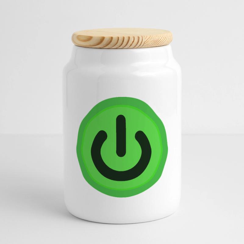On / Off button Power Button Switch Panoramic Cookie Jar with Wooden Lid