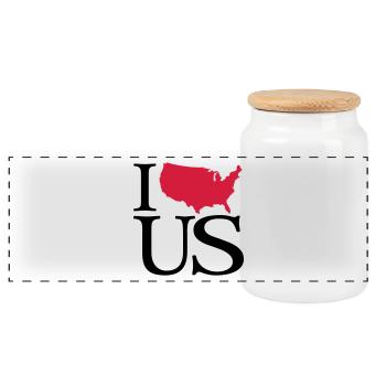 Je nous aime - I love Etats-Unis - Boîte à biscuits avec couvercle en bois - blanc - Devant