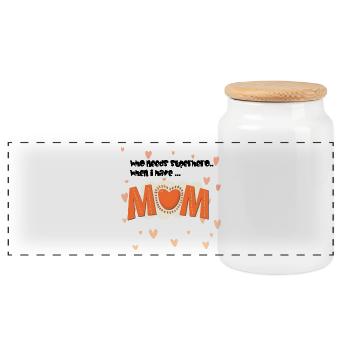 mummy - Panoramic Cookie Jar with Wooden Lid - white - Front