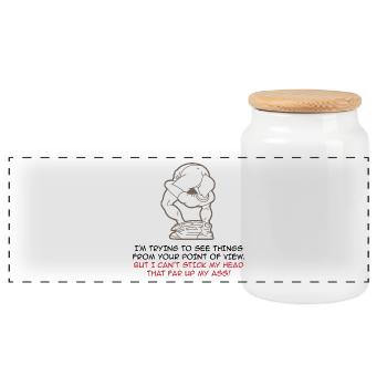 I try to look at things from your point of view - Panoramic Cookie Jar with Wooden Lid - white - Front