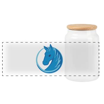 Horse Logo Circle Flat Design blue - Panoramic Cookie Jar with Wooden Lid - white - Front