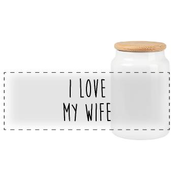 I Love My Wife - Panorama Keksdose mit Holzdeckel - Weiß - Vorne