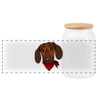 Teckel - Leo - Boîte à biscuits avec couvercle en bois - blanc - Devant