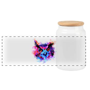 gxp owl purple blue perfect - Panoramic Cookie Jar with Wooden Lid - white - Front