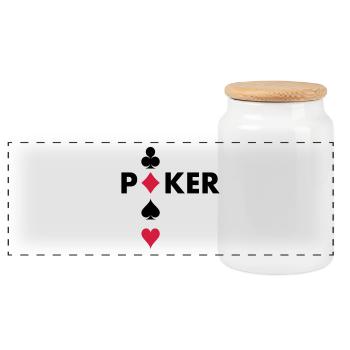 Pokerspieler - Panorama Keksdose mit Holzdeckel - Weiß - Vorne