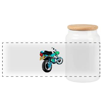 LOVE MACHINE - Panoramic Cookie Jar with Wooden Lid - white - Front