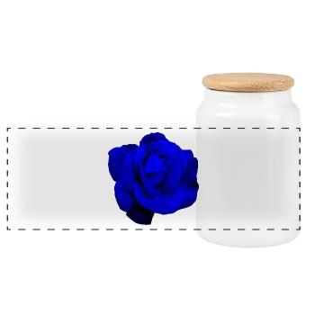 Blue Rose - Panoramic Cookie Jar with Wooden Lid - white - Front