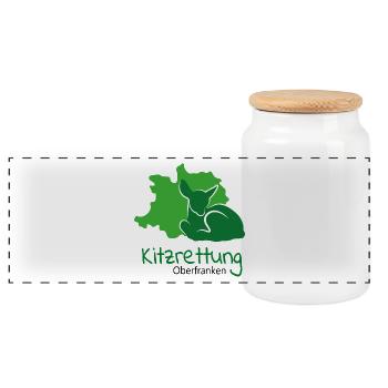 Kitzrettung Oberfranken - Boîte à biscuits avec couvercle en bois - blanc - Devant