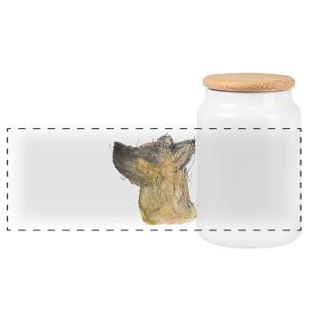 Hund - Panorama Keksdose mit Holzdeckel - Weiß - Vorne
