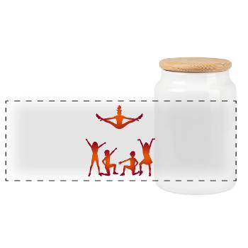 A group of cheerleaders - Panoramic Cookie Jar with Wooden Lid - white - Front
