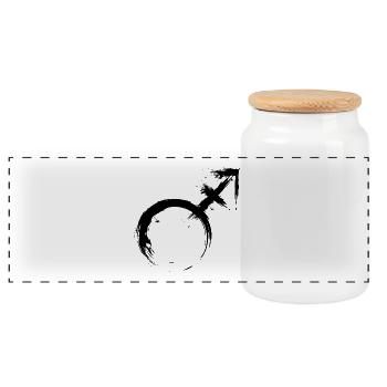 Transgender Male Androgyny Venus and Mars - Panoramic Cookie Jar with Wooden Lid - white - Front