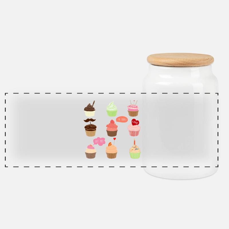 Cupcake - Panorama Keksdose mit Holzdeckel - Weiß