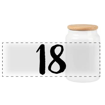 18 birthday years number number gift - Panoramic Cookie Jar with Wooden Lid - white - Front