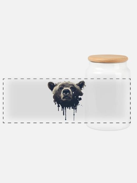 Grizzly - Panorama Keksdose mit Holzdeckel - Weiß