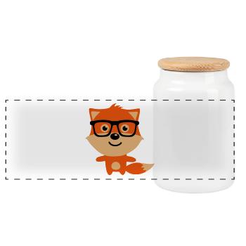 Fox Cute & Drôle Hipster Bébé avec lunettes nerd - Boîte à biscuits avec couvercle en bois - blanc - Devant
