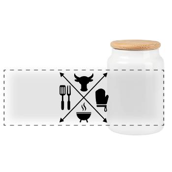 BARBECUE - Panoramic Cookie Jar with Wooden Lid - white - Front