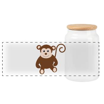 Monkey - Panoramic Cookie Jar with Wooden Lid - white - Front