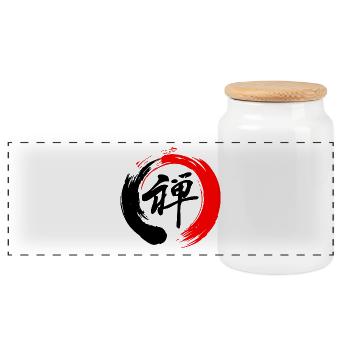 Zen enso zen Kreis rot und schwarz - Panorama Keksdose mit Holzdeckel - Weiß - Vorne