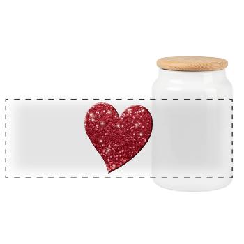 Heart, Valentine's Day Gift For Women & Girls - Panoramic Cookie Jar with Wooden Lid - white - Front
