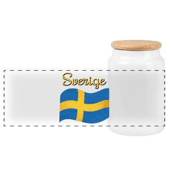 Le drapeau de la Suède Sverige - Boîte à biscuits avec couvercle en bois - blanc - Devant