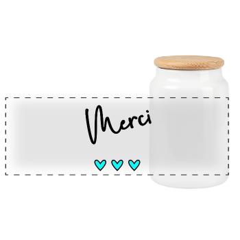 MERCI. THANKS. THANK YOU. ANNIVERSAIRE. NAISSANCE. - Boîte à biscuits avec couvercle en bois - blanc - Devant