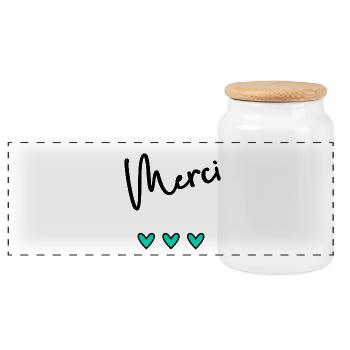 MERCI. THANKS. THANK YOU. ANNIVERSAIRE. NAISSANCE. - Boîte à biscuits avec couvercle en bois - blanc - Devant