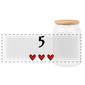 5 YEARS. 5th ANNIVERSARY. BIRTHDAY 5 YEARS. BIRTHDAY - Panoramic Cookie Jar with Wooden Lid - white - Front