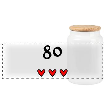 80 ANS. 80e ANNIVERSAIRE. ANNIVERSAIRE 80 ANS - Boîte à biscuits avec couvercle en bois - blanc - Devant