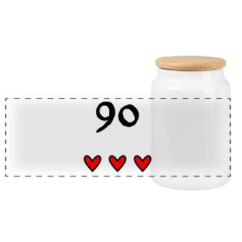 90 JAHRE. 90-jähriges JUBILÄUM. JUBILÄUM 90 JAHRE. JAHR - Panorama Keksdose mit Holzdeckel - Weiß - Vorne