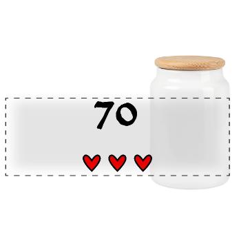 70 YEARS. 70th ANNIVERSARY. 70TH ANNIVERSARY - Panoramic Cookie Jar with Wooden Lid - white - Front