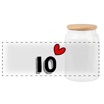 10 ANS. 10e ANNIVERSAIRE. ANNIVERSAIRE 10 ANS.10 - Boîte à biscuits avec couvercle en bois - blanc - Devant