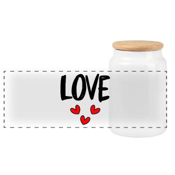 LOVE. I LOVE YOU. VALENTINE'S DAY. BACHELORETTE PARTY. I LOVE YOU. - Panoramic Cookie Jar with Wooden Lid - white - Front