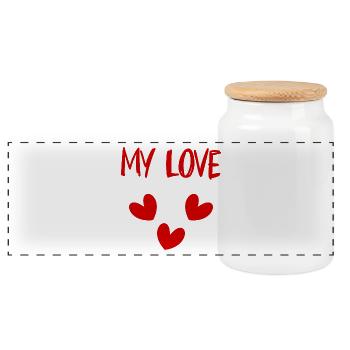LIEBE. VALENTINSTAG. JUNGGESELLINNENABSCHIED. ICH LIEBE DICH. ICH LIEBE DICH. - Panorama Keksdose mit Holzdeckel - Weiß - Vorne