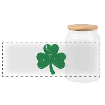 St. Patrick's Day Geschenk Kleeblatt Männer, Frauen, Kinder - Panorama Keksdose mit Holzdeckel - Weiß - Vorne