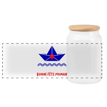 BONNE FÊTE. FÊTE DES MÈRES. FÊTE DES PÈRES. FÊTE - Boîte à biscuits avec couvercle en bois - blanc - Devant