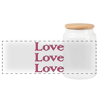 LOVE,JUST MARRIED,VIVE LES MARIES,EVJF,COUPLE - Panoramic Cookie Jar with Wooden Lid - white - Front