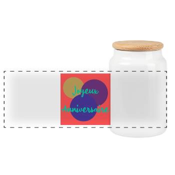 HAPPY BIRTHDAY. JOYEUX ANNIVERSAIRE. ANNIVERSAIRE. - Boîte à biscuits avec couvercle en bois - blanc - Devant