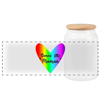 FÊTE DES MÈRES. BONNE FÊTE MAMAN. MAMAN. COEUR - Boîte à biscuits avec couvercle en bois - blanc - Devant