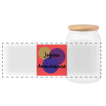HAPPY BIRTHDAY. JOYEUX ANNIVERSAIRE. ANNIVERSAIRE. - Boîte à biscuits avec couvercle en bois - blanc - Devant